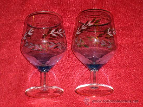 Vintage: COPAS DE CRISTAL AZUL - Foto 3