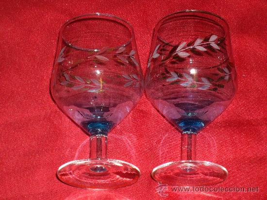 Vintage: COPAS DE CRISTAL AZUL - Foto 4