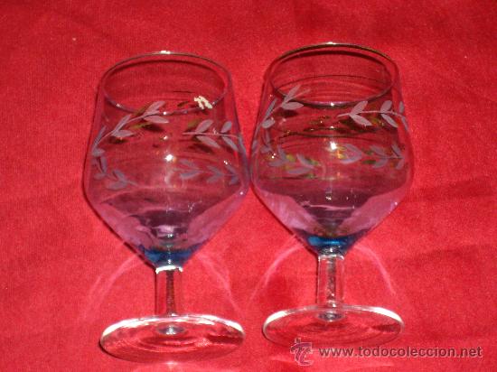 Vintage: COPAS DE CRISTAL AZUL - Foto 5