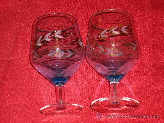 Vintage: COPAS DE CRISTAL AZUL - Foto 6