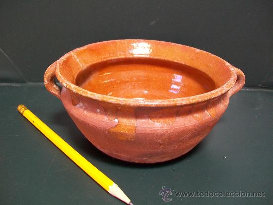 Vintage: Cazuela  de barro vidriado (cer&aacute;mica popular)  1960