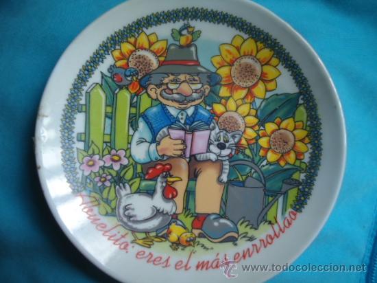 Vintage: PLATO DE CERAMICA ANTIGUO DEDICADO AL ABUELO