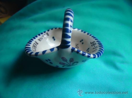 Vintage: CESTITA DE CERAMICA DE TALAVERA, RECUERDO COMUNION A&Ntilde;O 85