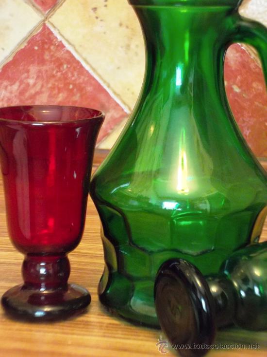 Vintage: JARRA Y DOS COPAS DE CRISTAL - Foto 1
