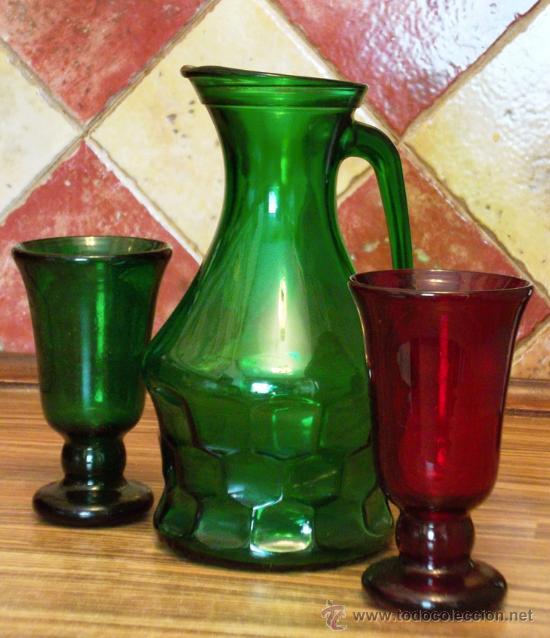 Vintage: JARRA Y DOS COPAS DE CRISTAL - Foto 2