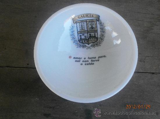 Vintage: CUENCO CON ESCUDO Y FRASE DE GALICIA