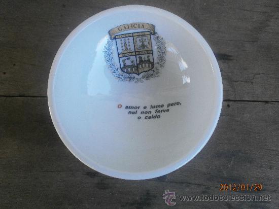 Vintage: CUENCO CON ESCUDO Y FRASE DE GALICIA