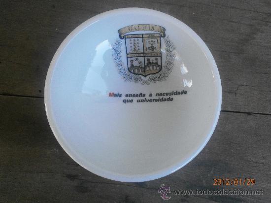 Vintage: CUENCO CON ESCUDO Y FRASE DE GALICIA