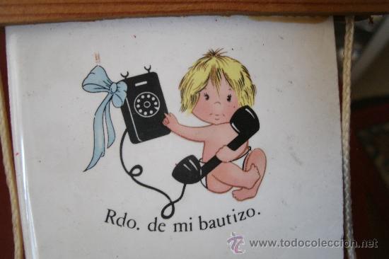 Vintage: ANTIGUO BALDOSIN DE PORCELANA DECORADO CON DIBUJO DE RECUERDO DE MI BAUTIZO