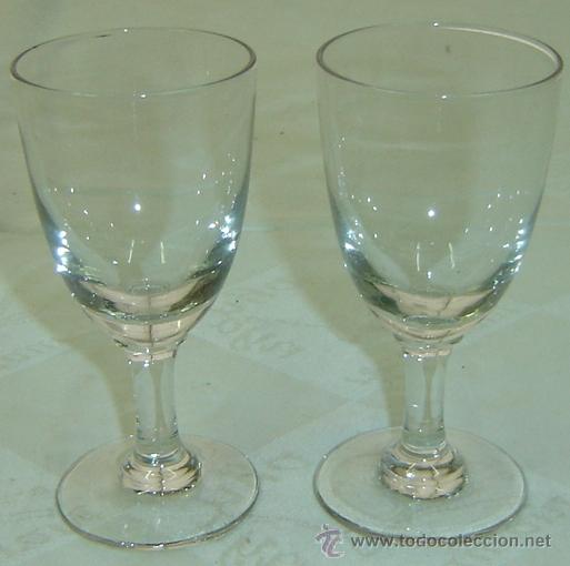 Vintage: JUEGO 2 COPAS ANTIGUAS CRISTAL SOPLADO medidas 6*12 cms
