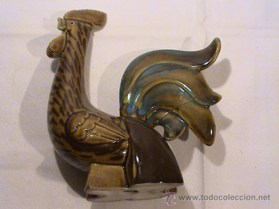 Vintage: Precioso gallo en cer&aacute;mica vidriada. A&ntilde;os 60