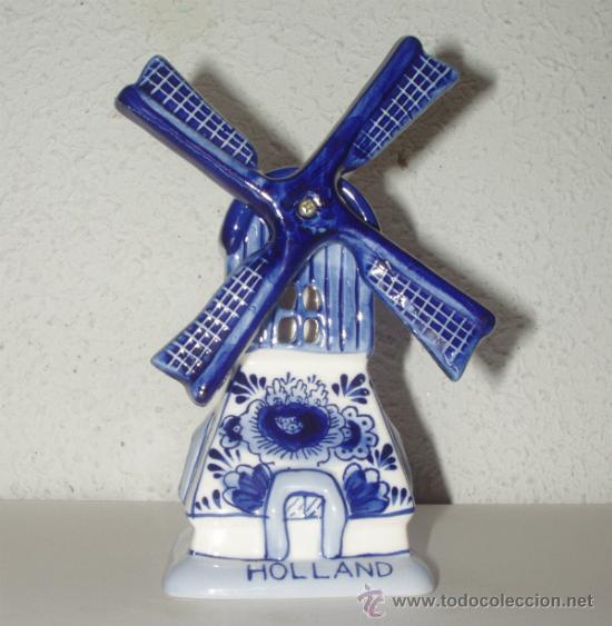 Vintage: MOLINO HOLANDES. PORCELANA SELLADA DELF. HOLANDA. CERAMICA. PORTAVELAS.