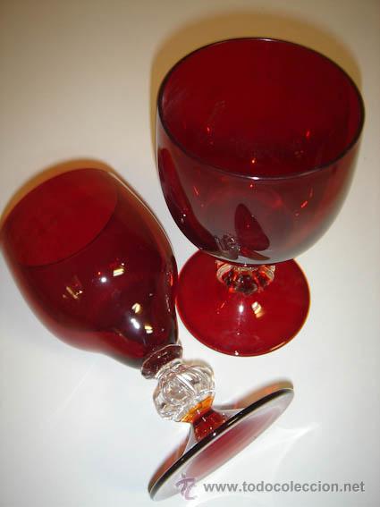 Vintage: copas de cristal rojo - Foto 3