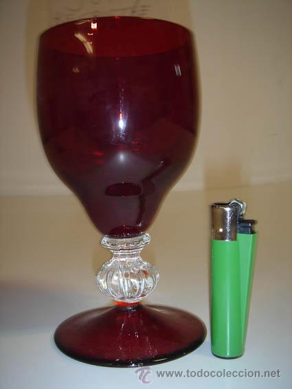 Vintage: copas de cristal rojo - Foto 2
