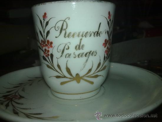 Vintage: Taza y plato Recuerdo de Pasages. Guipuzcoa. No esta marcada.
