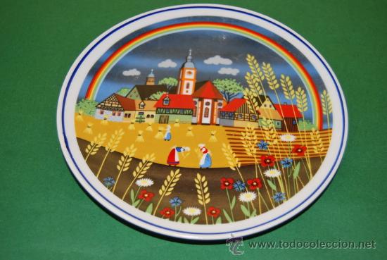 Vintage: PLATO DE PORCELANA CON DISE&Ntilde;O DE LA ARTISTA BARBARA FURSTENHOFER - CHRISTKINDLESMARKT