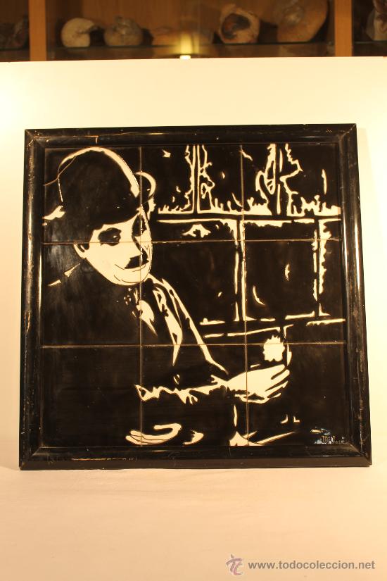 Vintage: PANEL AZULEJOS CHARLES CHAPLIN - Foto 1