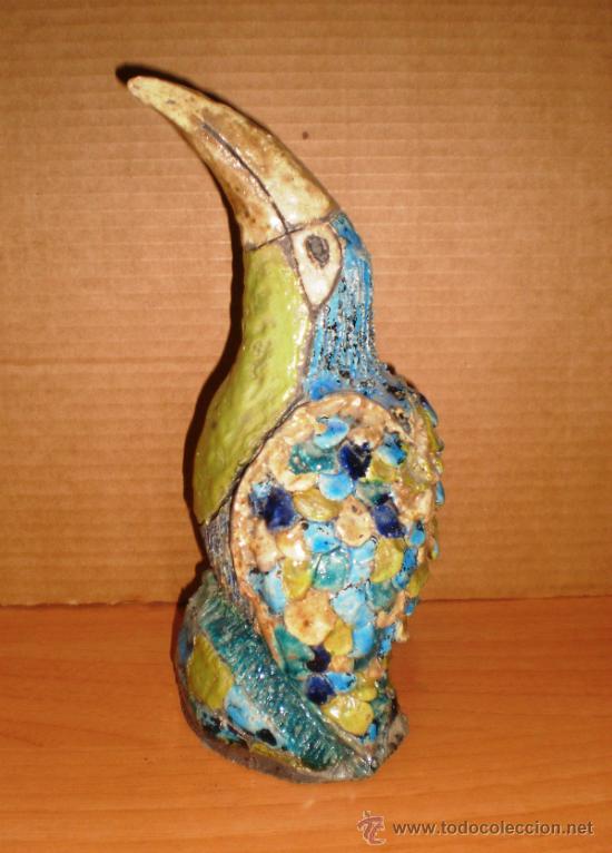 Vintage: EX&Oacute;TICO TUCAN DE GRES, HECHO A MANO Y ESMALTADO A LA T&Eacute;CNICA JAPONESA DEL RAK&Uacute;