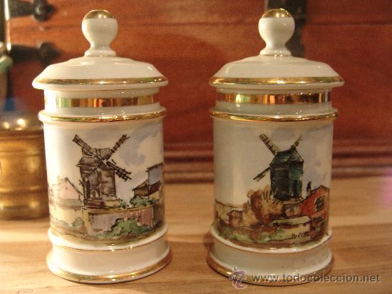 Vintage: PAREJA DE TARROS DE PORCELANA MARCA HISPANIA