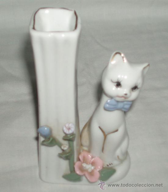 Vintage: florero peque&ntilde;o con gatito