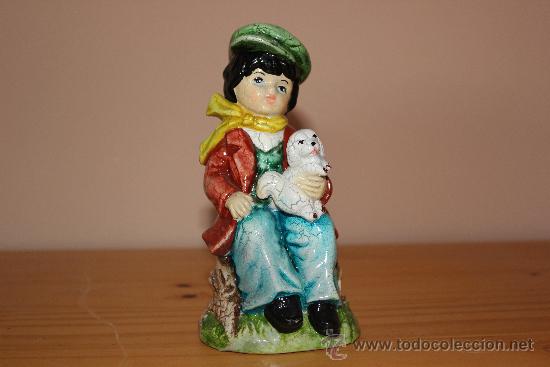 Vintage: Ni&ntilde;o con perro de porcelana a&ntilde;os 70,s