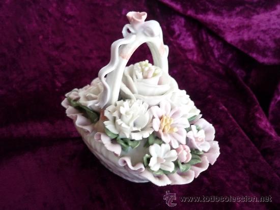 Vintage: CANASTO DE PORCELANA PEQUE&Ntilde;O(  MUY ELABORADO)  12X13X9CM.