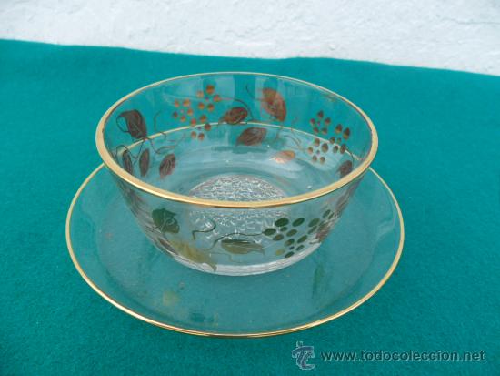 Vintage: cuenco y plato de cristal - Foto 1