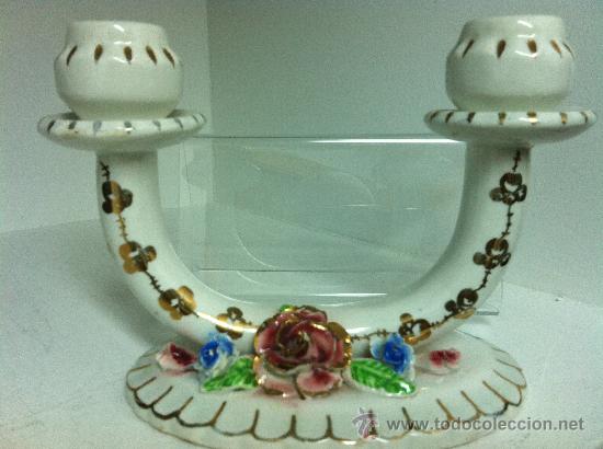 Vintage: Candelabro porcelana a&ntilde;os 60