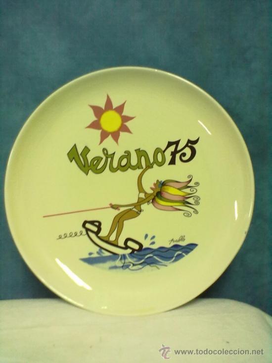 Vintage: VERANO 75 PLATO LLANO CERAMICA DECORADA