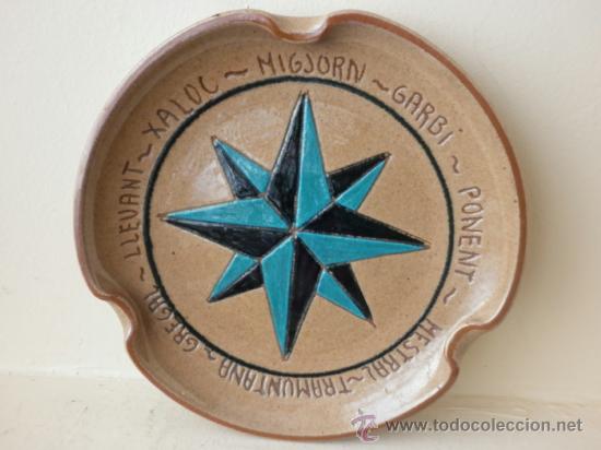 Vintage: CENICERO DE CER&Aacute;MICA CATALANA CON LA ESTRELLA DE LOS VIENTOS