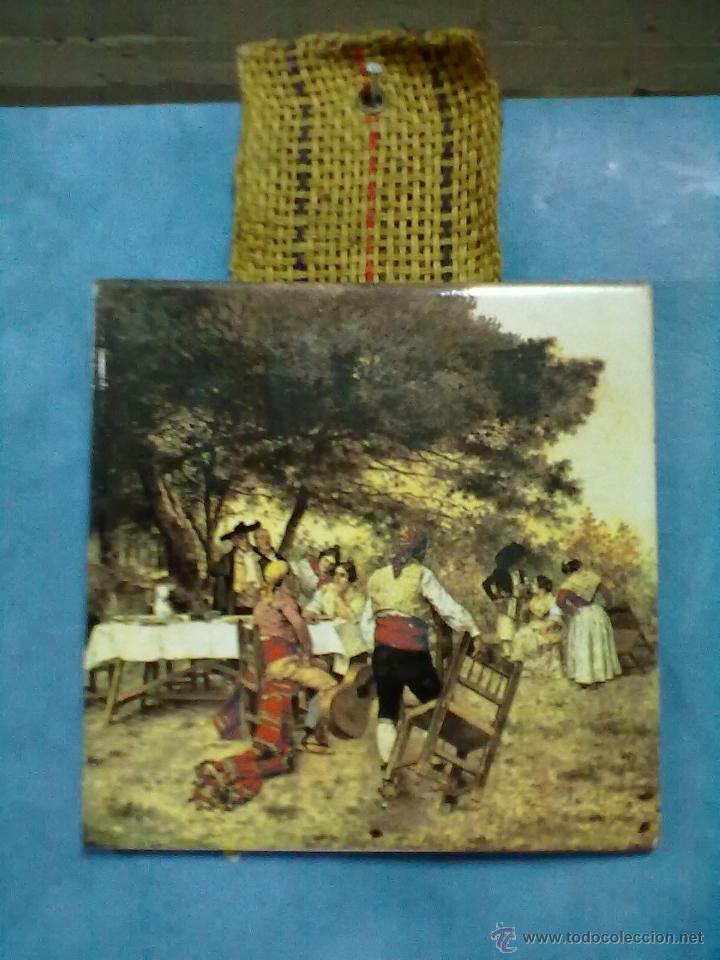 Vintage: AZULEJO ESCENA COMIDA EN EL CAMPO - Foto 1