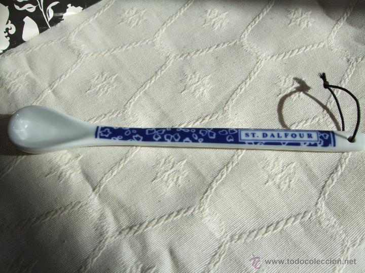 Vintage: CUCHARA LARGA PORCELANA ESMALTADA CON DIBUJO. FRANCESA ST DALFOUR