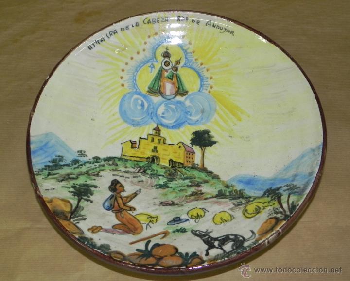 Vintage: ANTIGUO PLATO DE CERAMICA NUESTRA SE&Ntilde;ORA DE LA CABEZA, RECUERDO DE ANDUJAR, MARCA C.N. 10, MIDE 29,5