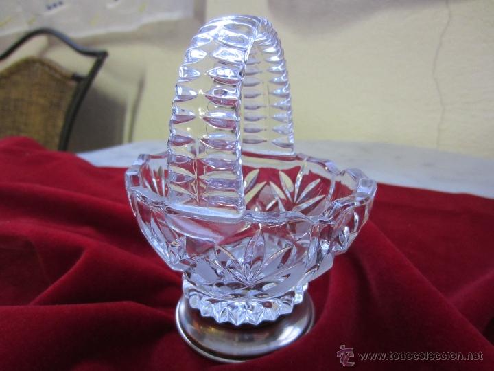 Vintage: cesta de cristal y plata - Foto 1