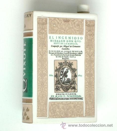 Vintage: CER&Aacute;MICA EN FORMA DE LIBRO CON SERIGRAF&Iacute;A DE LA 1&ordf; EDICI&Oacute;N DEL QUIJOTE