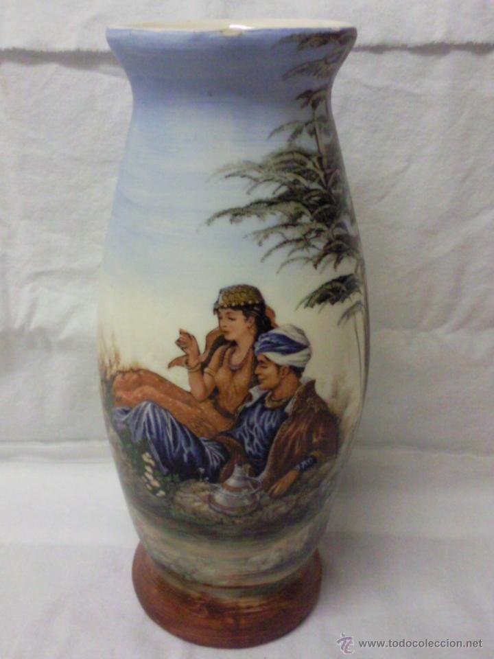 Vintage: JARRON FLORERO, PINTADO A MANO, ALTURA 25 CTM