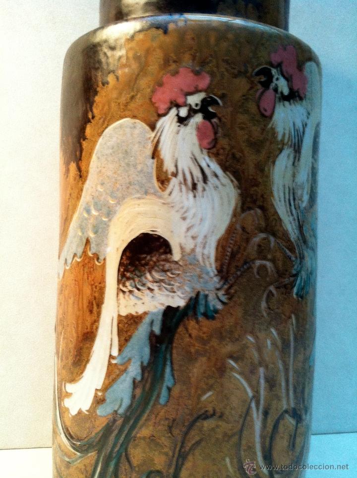 Vintage: XXL VASO DE CERAMICA PELEA DE GALLOS