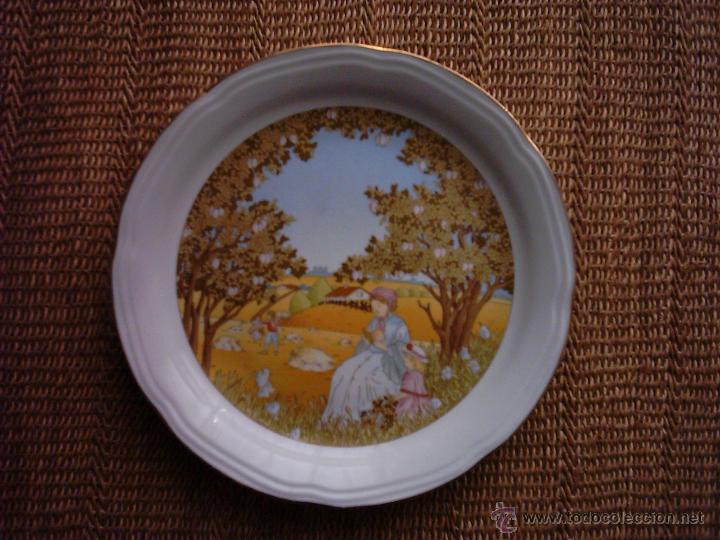 Vintage: PLATO DE PORCELANA IRABIA, PAMPLONA. COLECCI&Oacute;N ROMANCE. 25 Cm. MARCA ESTAMPADA