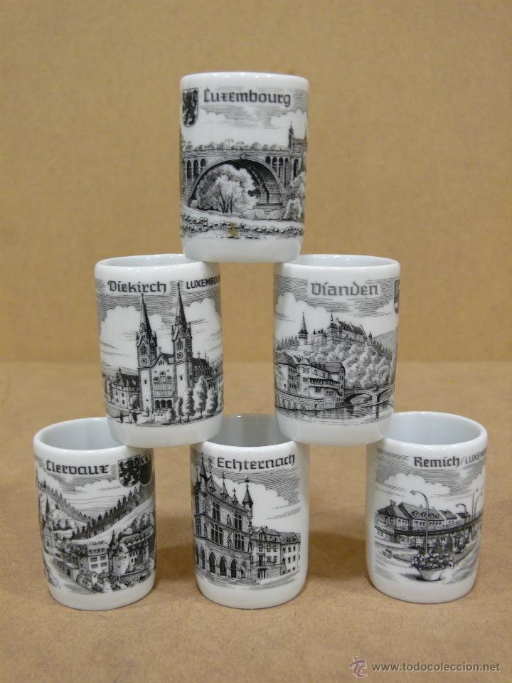 Vintage: SIETE VASITOS DE PORCELANA DE LUXEMBURGO.