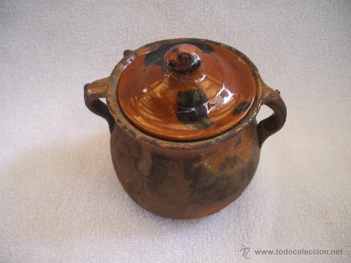 Vintage: PEQUE&Ntilde;A HOLLA DE BARRO CON TAPADERA,HOLLETA,PUCHERO,CAZUELA.