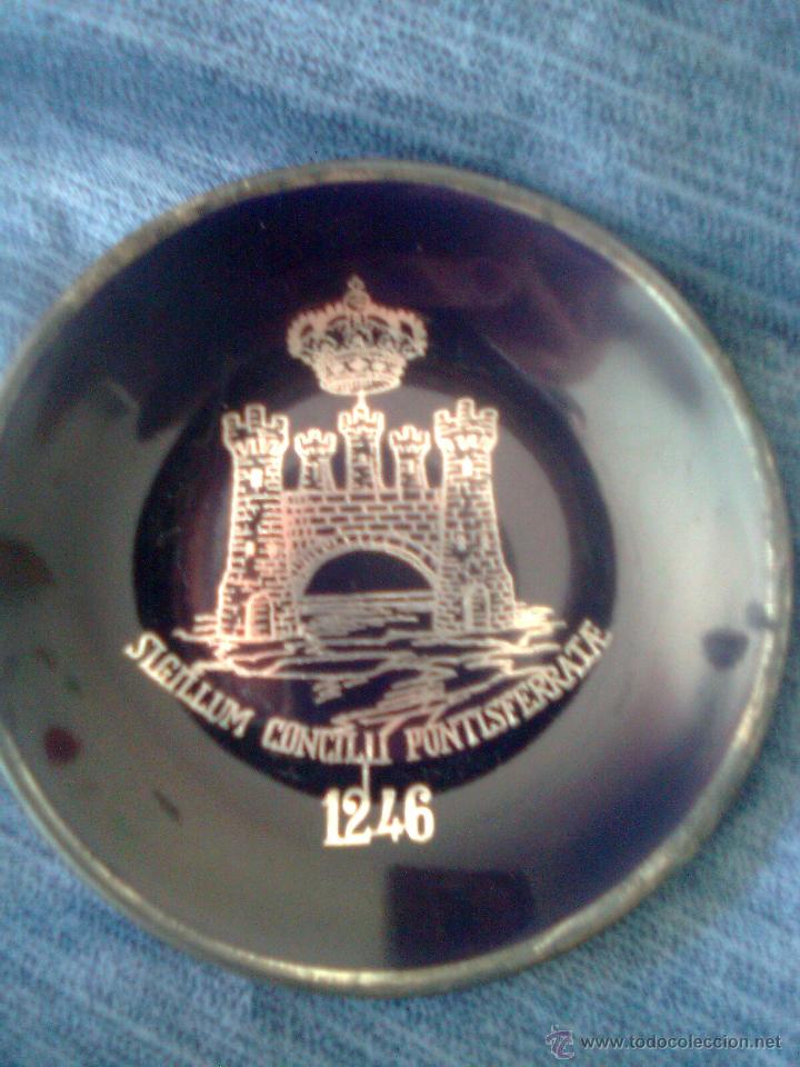 Vintage: Plato Sigillum Concili Puntisferrate 1246 -Grabado plata d ley- Antigua Fabrica d Colloto. Asturias