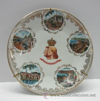 Vintage: PLATO DE PORCELANA LIMOGES CON MOTIVOS DE MONACO Y LA COSTA AZUL