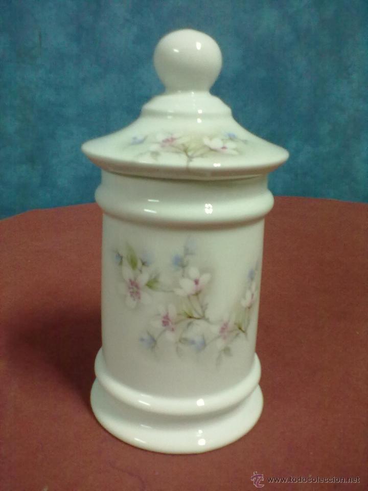 Vintage: ALBARELO TARRO CON TAPA POLVERA DECORADA - Foto 1