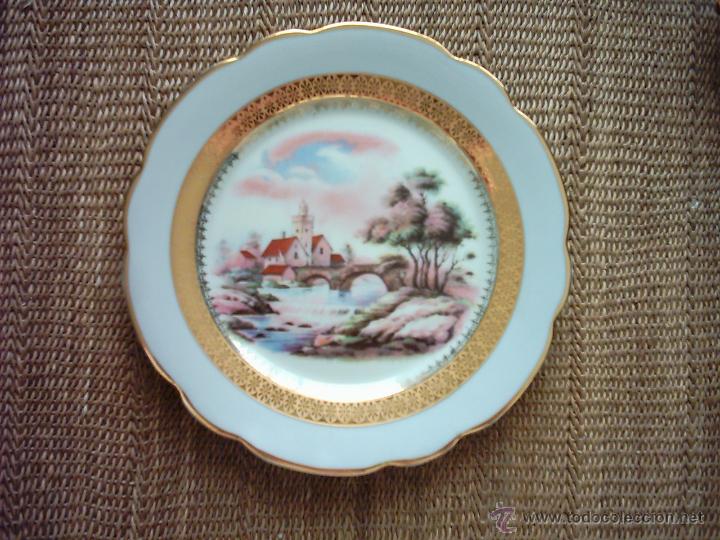 Vintage: PLATO DE PORCELANA. DEKOR STIL LIMOGES.  25 Cm.