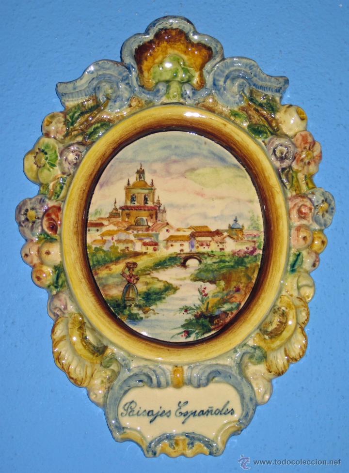 Vintage: PAREJA DE PLACAS DE CERAMICA POLICROMA DE ANTONIO PEYRO MEZQUITA DE VALENCIA SIGLO XX.