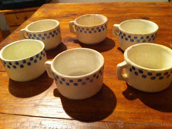 Vintage: Antiqu&iacute;simas tazas de cer&aacute;mica juego de seis