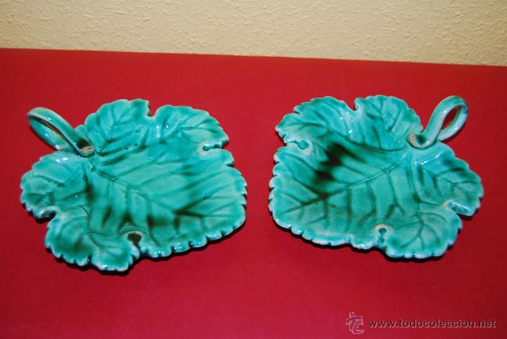 Vintage: ANTIGUAS HOJAS DE CER&Aacute;MICA - PLATOS CON FORMA DE HOJA PARRA VID