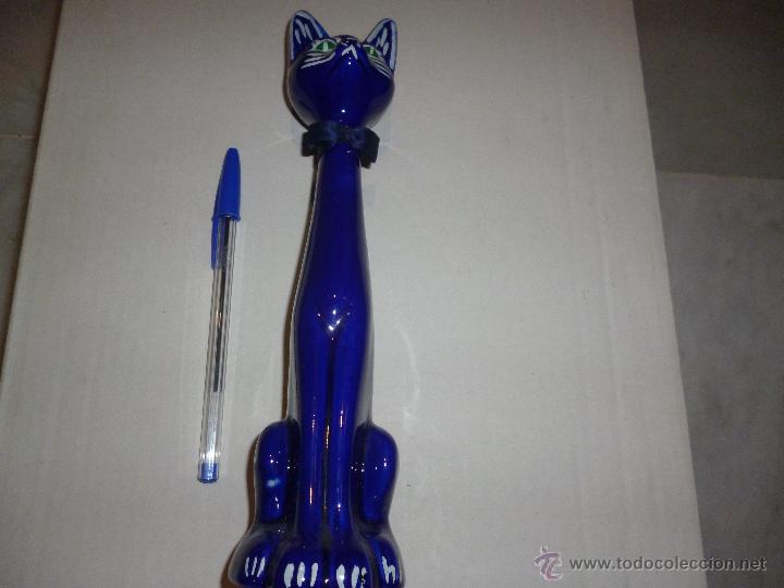 Vintage: GATO CER&Aacute;MICA AZUL (REPARADO)