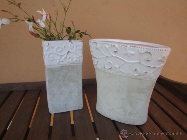Vintage: 2 floreros de cer&aacute;mica antic - Foto 1