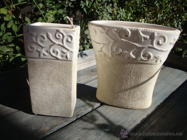 Vintage: 2 floreros de cer&aacute;mica antic - Foto 2